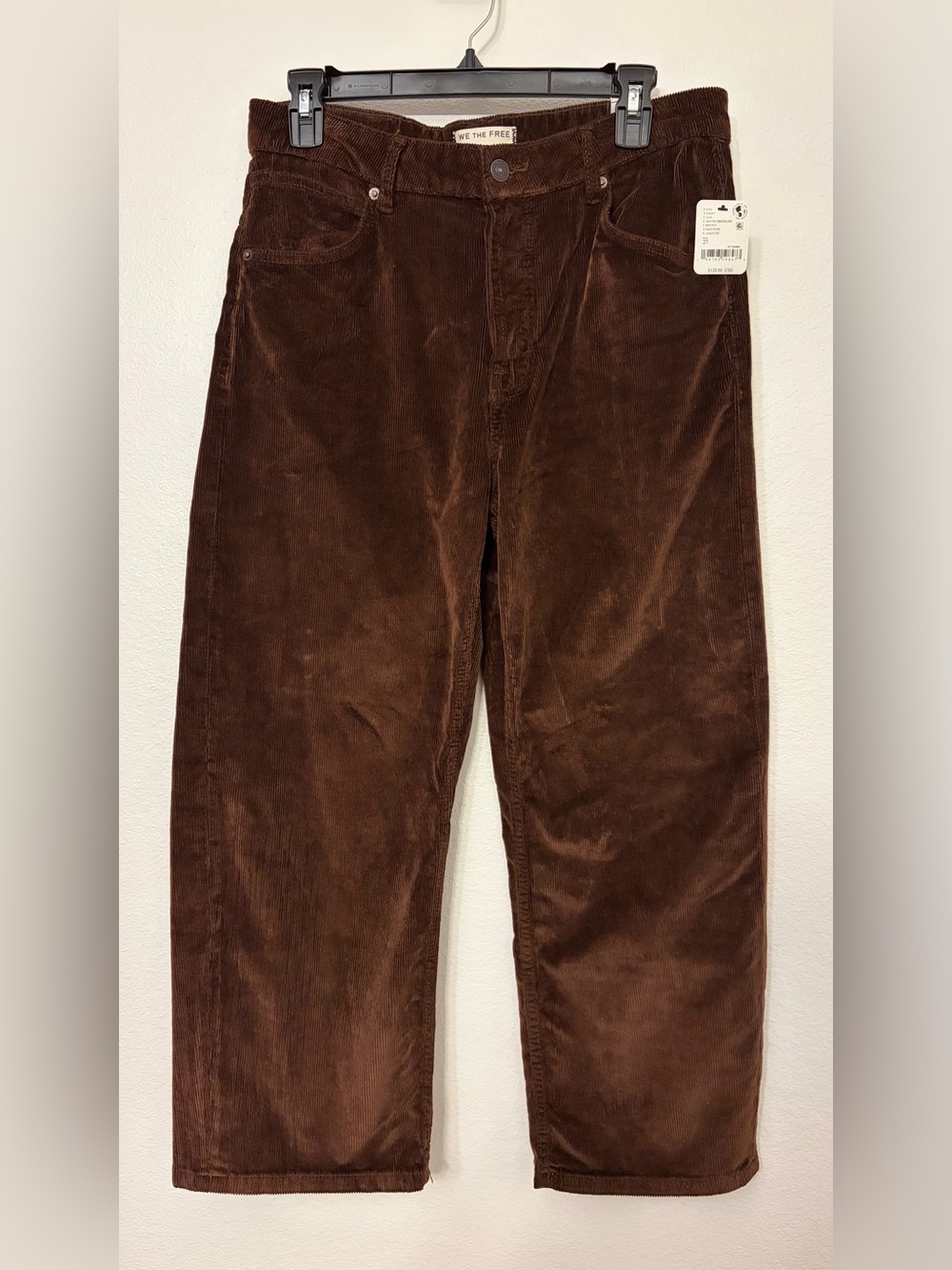 NWT Free People We The Free Brown Corduroy Wide Leg Pants 27 Shaved Chocolate